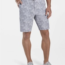 Peter Millar Shackleford Camo Water Resistant Hybrid Shorts In Gale Grey Sz 36