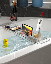 Verstellbares Badewannenbrett aus Kunststoff – Ablage für iPad, Bücher & Zubehör