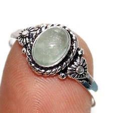 Decent Aquamarine 925 Silver Plated Ring US 8 Superb Jewelry Most Beautiful JW
