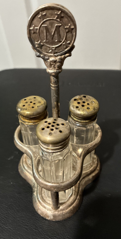 Matson Navigation Company 3-Cruet Silver Serving Caddy I S Silver Soldered