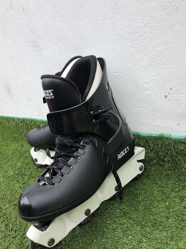 Roces STO Stockholm Inline Skates UK 11 Mens Aggressive Hockey Italy Black White - Picture 2 of 13