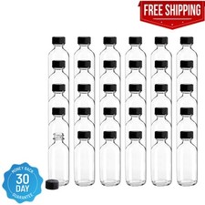 30 Pack 2 Oz Small Clear Glass Bottles Boston round Sample Bottles with Black P
