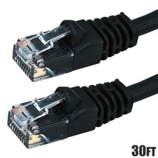 30FT Cat6 RJ45 Network LAN Ethernet UTP Patch Cable Cord 550MHz Gold 24AWG Black
