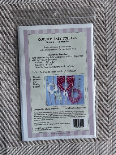 Curby's Closet QUILTED BABY COLLARS Pattern 0-12 Months 8 STYLES - Picture 2 of 2