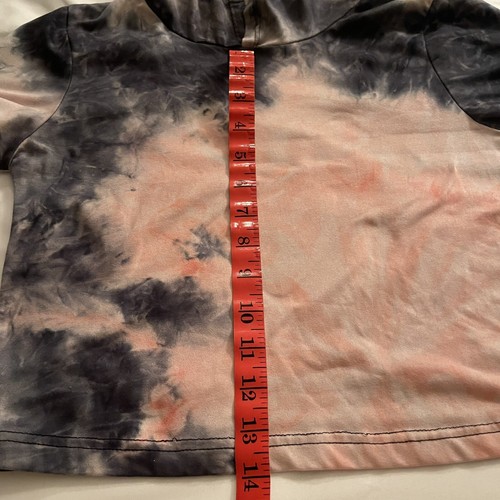 Girls Sweet Pink And Gray Tie Dyed Hooded Cropped Top Sz. M Super Soft - Picture 6 of 6