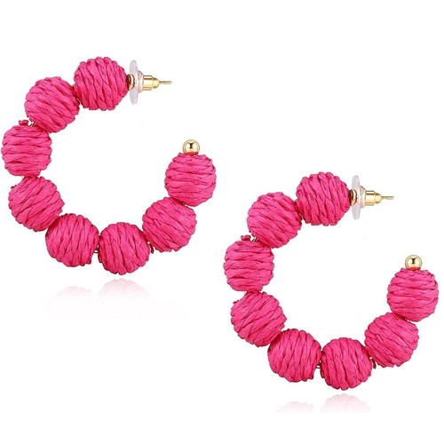 Pink Dangle Hoop Earrings BOHO Dangle Drop Earrings Birthday Gift- - Picture 20 of 48