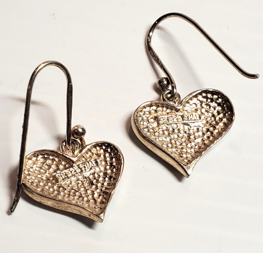 All Solid STERLING 925 SILVER Heart Earrings Gree… - image 6