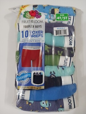 Fruit of the Loom Toddler Boys 10 Pack Boxer Briefs Size 4T/5T Assorted Monsters