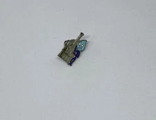 Blue Flame Pin VTG Metal Pinback Hat Cap Lapel Tie Tower Building City Sneaky