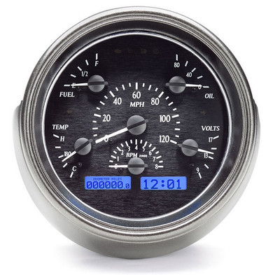 Dakota Digital 51 Ford Car Analog Gauge System Black Alloy Blue Kit VHX-51F-K-B