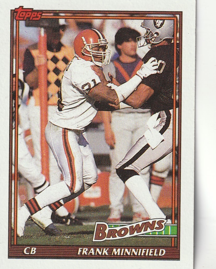FREE SHIPPING-MINT-1991 Topps Frank Minnifield #600 BROWNS PLUS BONUS CARDS