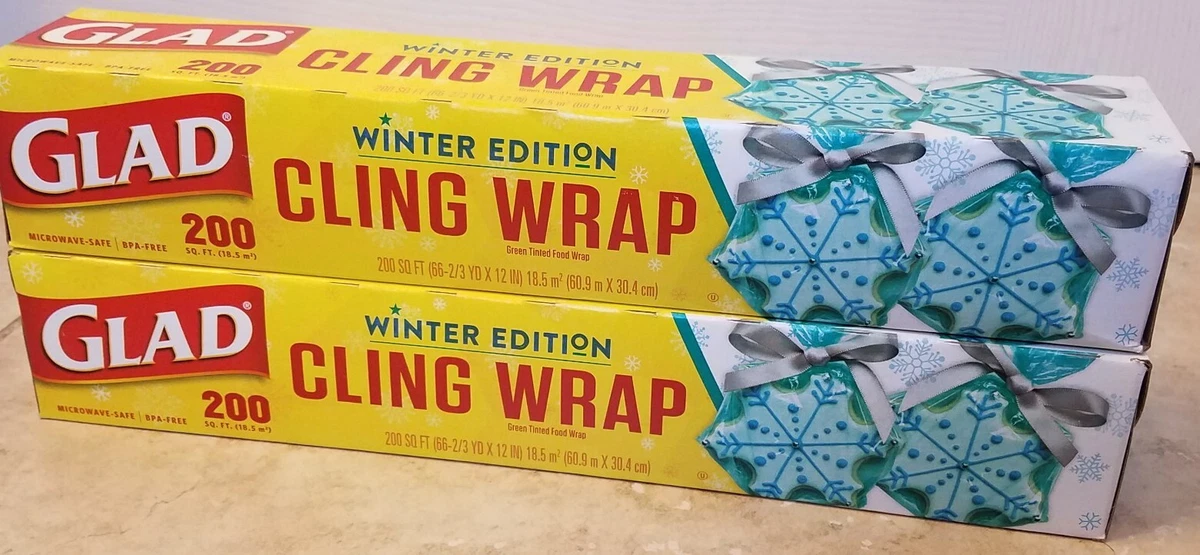 2-GLAD Cling Wrap Winter Edition Green Tinted Food Plastic Wrap Holiday  Xmas NEW