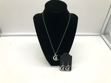 Metal 9in Halloween Thinking Skeleton Necklace Earrings Set JEWLERY010