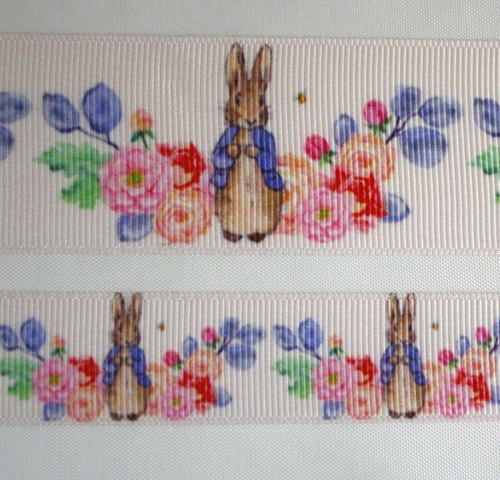 Bunny Inspired Grosgrain ribbon 5/8" 7/8" 1.5" Peter Rabbit Pink Mrs Rabbit - Picture 2 of 8