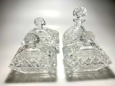 Vintage Cut Crystal Perfume Decanter, Trinket boxes and Vanity Tray