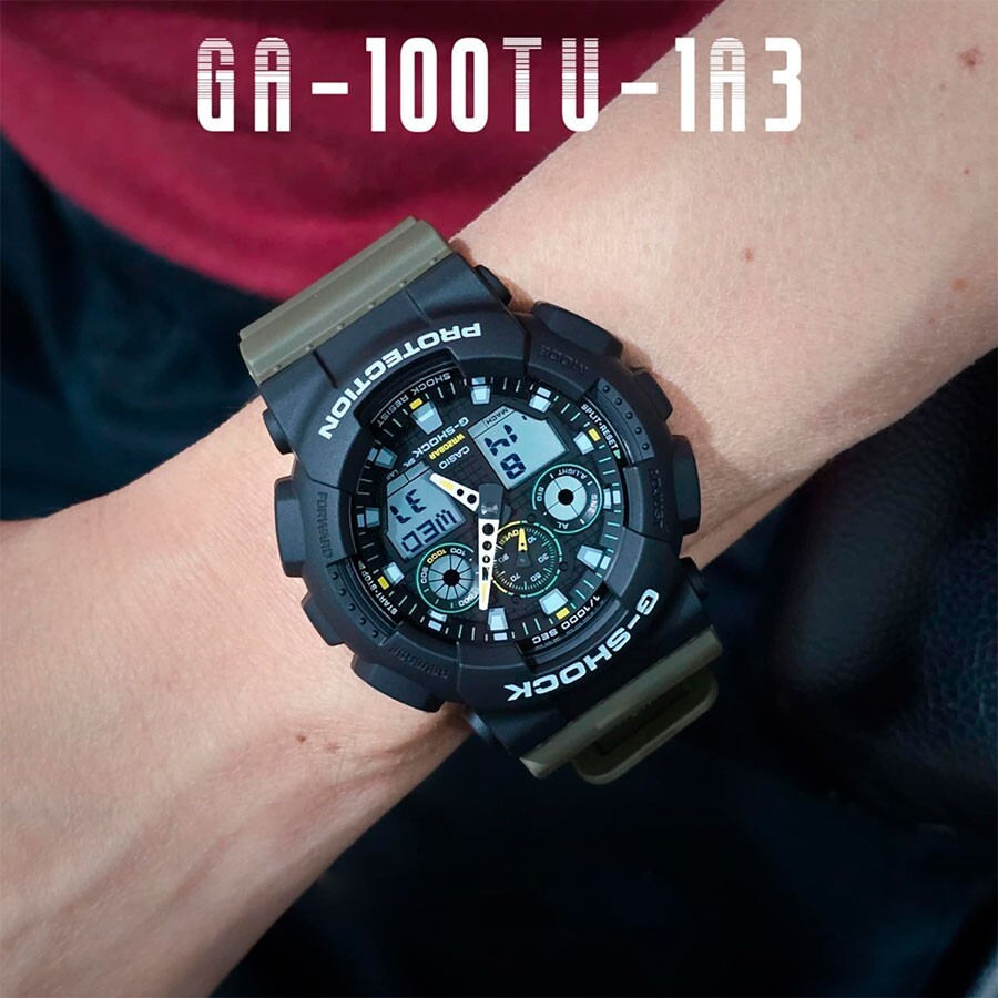 Casio G-Shock GA-100TU-1A3 Olive Green Resin Analog Digital Men's