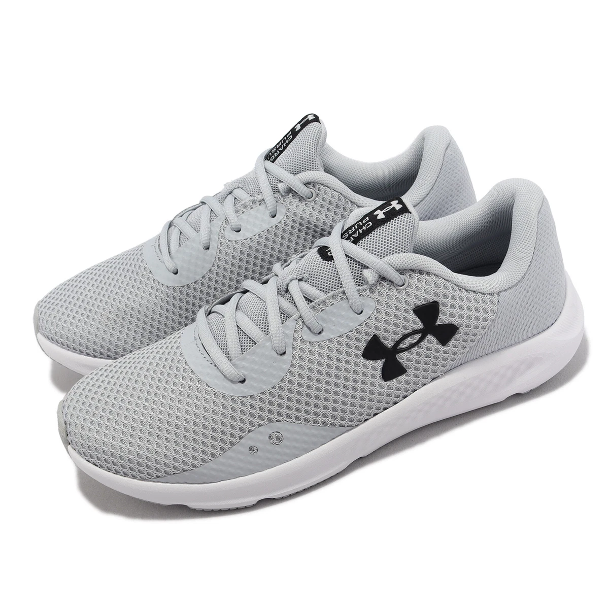 Under Armour Charged Pursuit 3 UA Grey White Men Road Running Shoes  3024878-104