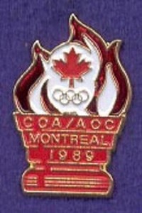 HTF Montreal Canada 1989 AGM Meeting National Olympic Committee NOC Lapel Pin