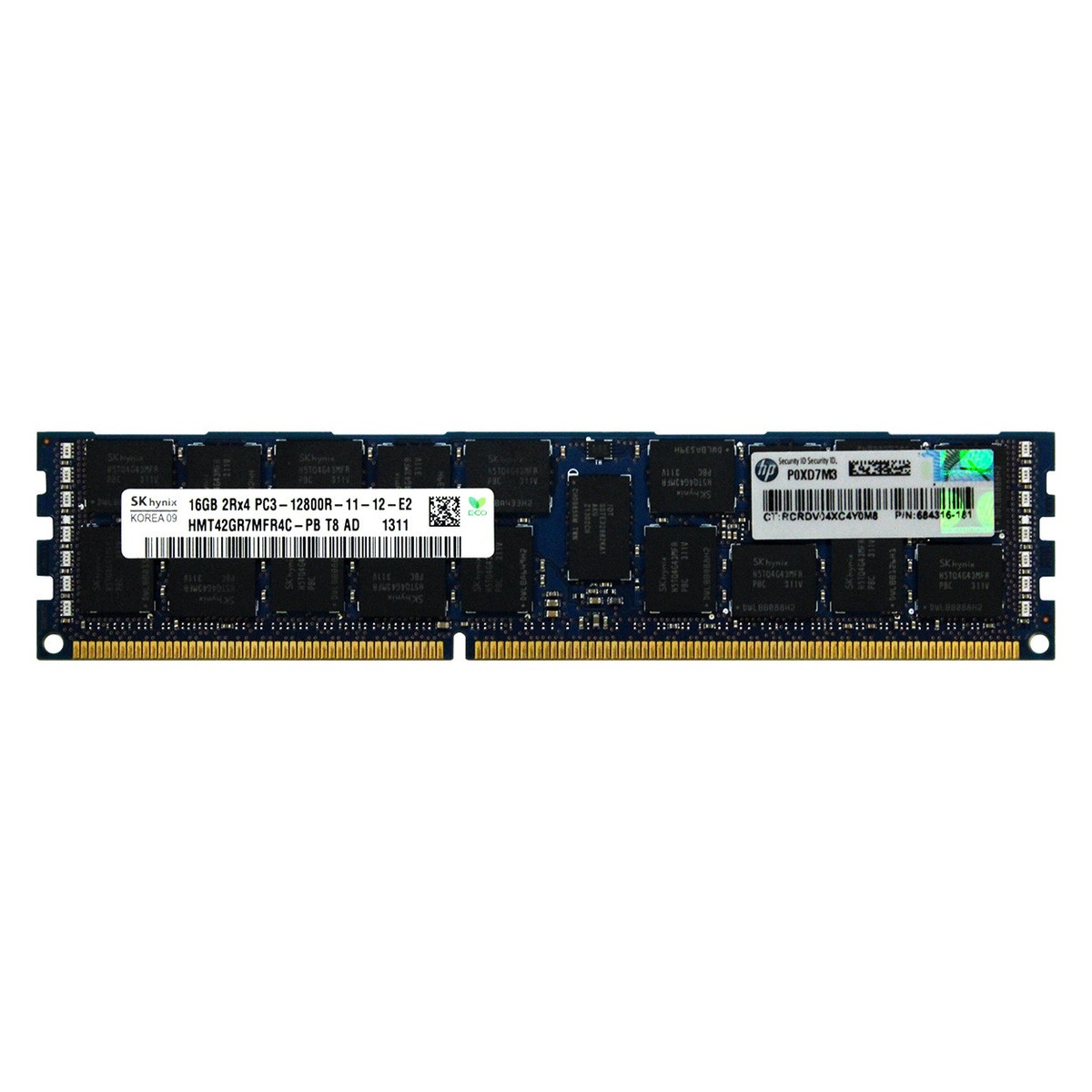 HP Genuine 16GB 2Rx4 PC3-12800R DDR3 1600MHz ECC REG RDIMM