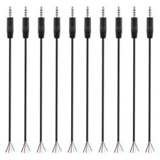 Fancasee 10 Pack 3.5Mm 1/8" to Speaker Wire TRRS Stereo Male Plug to Bare Wire P