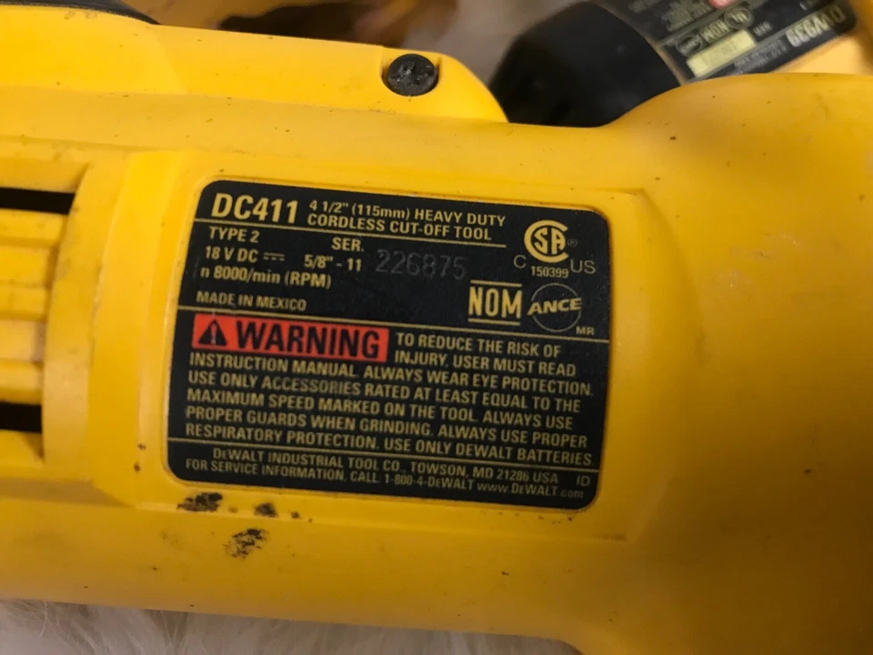 DeWalt 18 Volt 4.5" Angle Grinder DC411 6.5" Circular Saw DW939 Drill DW929 - Image 3 of 4