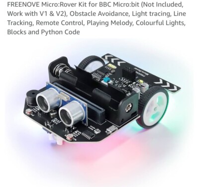 Freenove Micro:Rover Kit for BBC Micro:bit (V2 Contained), Obstacle Avoidance, L