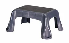 Plastic Step Stool, In-Mold Tread, 1-Step, Gray