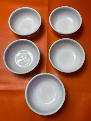 5 Pyrex Tableware Fleur de Lis Black Ebony Band 708 Desert Bowls Corning Ware