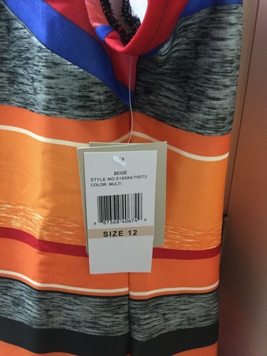 Beige by eci Multi Stripe Floral Print Scuba Dress 12 NWT, Orange, Bule, Grey - Picture 4 of 5