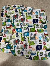 Soft Flannel Baby Burp Cloths - Adorable Dinosaurs in Bright Colors - Set of 3