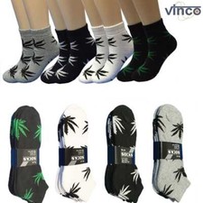 12 Pairs Mens Ankle/Quarter Crew Weed Leaf Socks Cotton Low Cut Socks 9-11,10-13