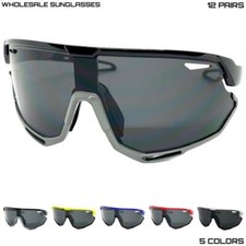 WHOLESALE LOT Men Sport Wrap Around Cycling Fishing Golfing SUN GLASSES 12 Pairs