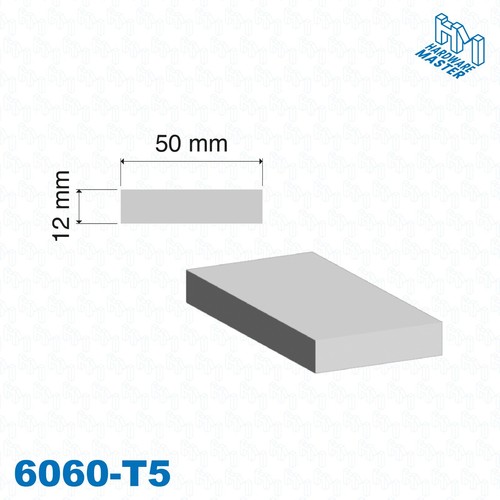 Aluminium Flat Bar | 50mm*12mm | Solid Plate Grade 6060/T5 - Picture 3 of 3