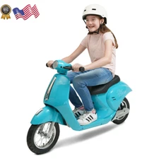 24V Retro Electric Scooter Easy Twist Throttle Blue Ages 13+ Including Teens