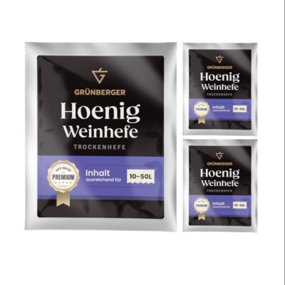 3 x Grünberger Honigweinhefe Trockenhefe für 10-50l Met Honig Wein Hefe PREMIUM