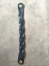 Blue Very Soft Genuine Leather Bracelet Mystery Braid Easy Closure Snaps