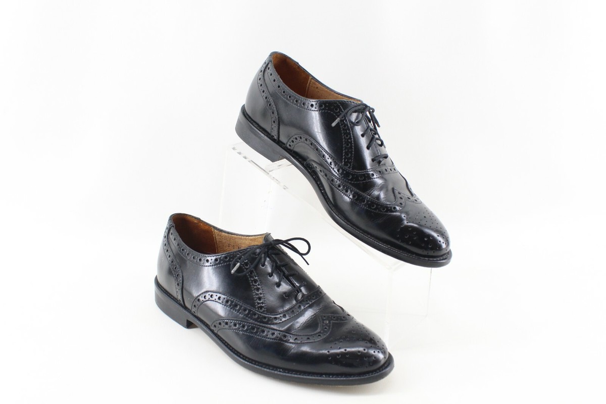 ルチア Vintage Gran Flex by Emyco Black Leather Brogue Wingtip Shoes Size