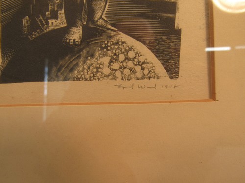 LYND WARD Pencil Signed 1948 Greetings For The New Year Art Print Framed 12.75" - Picture 3 of 6