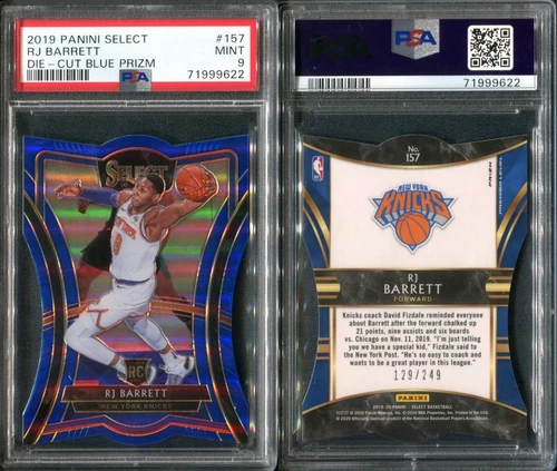 PSA 9 2019-20 Select Prizms Blue Die Cut #157 RJ Barrett RC /249 New York Knicks