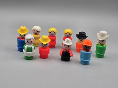 Vintage Lot Of 10 1970’s Fisher Price Little People Play Family Figures Plastic
