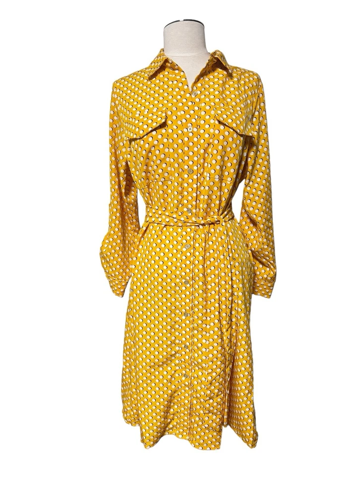 NY Collection Petite  Large3/4 Sleeve Roll Tab Shirtdress with Belt, Yellow , PL - Image 2 of 4
