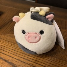 Squishmallow 3.5  Connor the Cow Black White Clip-On NWT HTF 2023