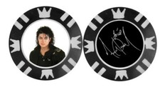 MICHAEL JACKSON / EL REY DEL POP - MARCADOR DE PELOTA DE GOLF / FICHA DE PÓKER **FIRMADO**