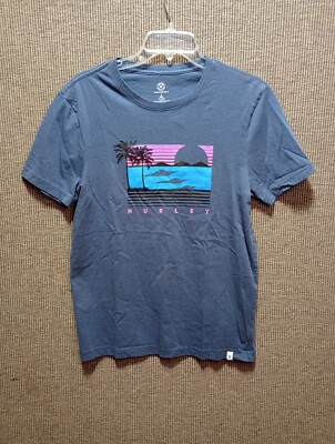 Hurley Tee Shirt  Blue Beach Sunset Small Costa Mesa California Surfing SOCAL