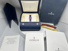 Corum Sugar Cube Watch Pink with Diamond Bezel. Has Box Booklets And 4 Bands.