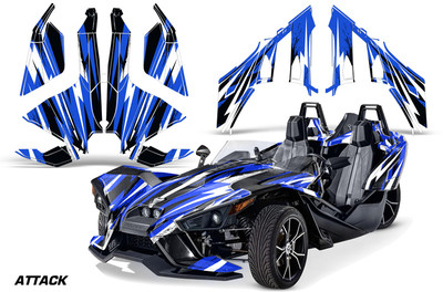 Roadster Graphics Kit Decal For Polaris Slingshot SL 2015-2023 ATTACK BLUE