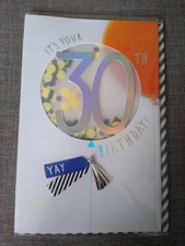 30TH BIRTHDAY CARD BY CLINTONS WITH SHAKEABLE CONFETTI - MALE OR FEMALE - LUXURY