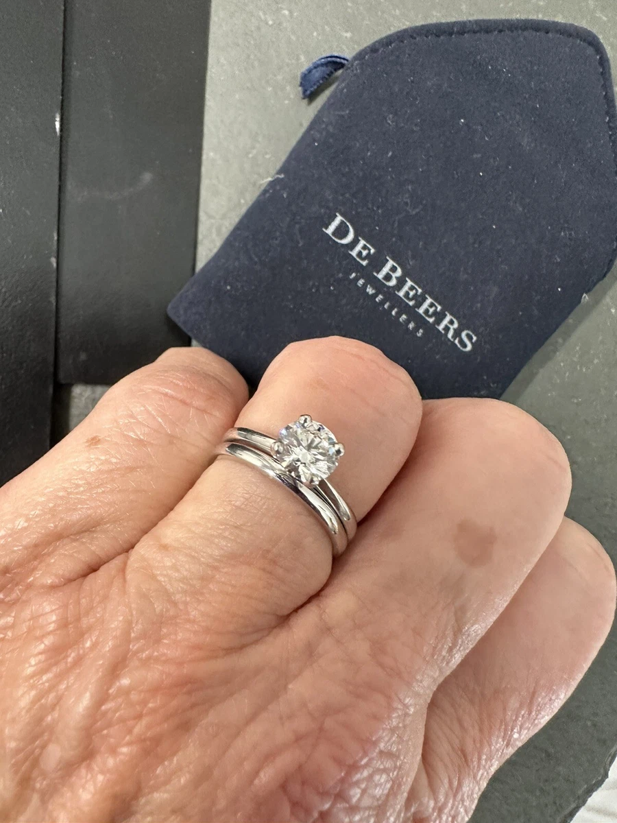 De Beers 1.06ct Forever Diamond Engagement Ring & Band, with Papers