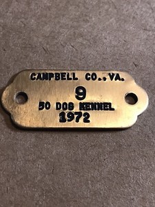 1972 Dog License Tag - Campbell County, Virginia 