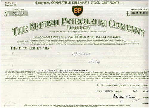 TAA #45 BP The British Kerosene Co. Ltd., Handwritten Dated 1958, Excellent Brand, S